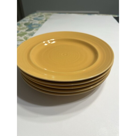 5pc Vtg Pier 1 Festival Marigold 8" Salad Plates Yellow Gold Japan Stoneware - Picture 4 of 9